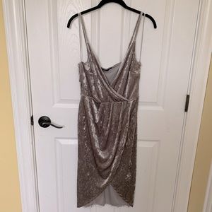Silver velvet cocktail dress